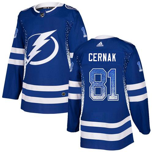 Adidas Tampa Bay Lightning Men #81 Erik Cernak Blue Home Authentic Drift Fashion Stitched NHL Jersey